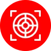 A red circle with an image of a target in the middle.