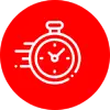 A red circle with an image of a clock