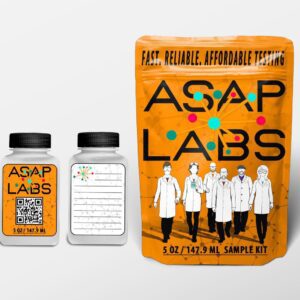 Asap labs packet and two bottles kept with white background